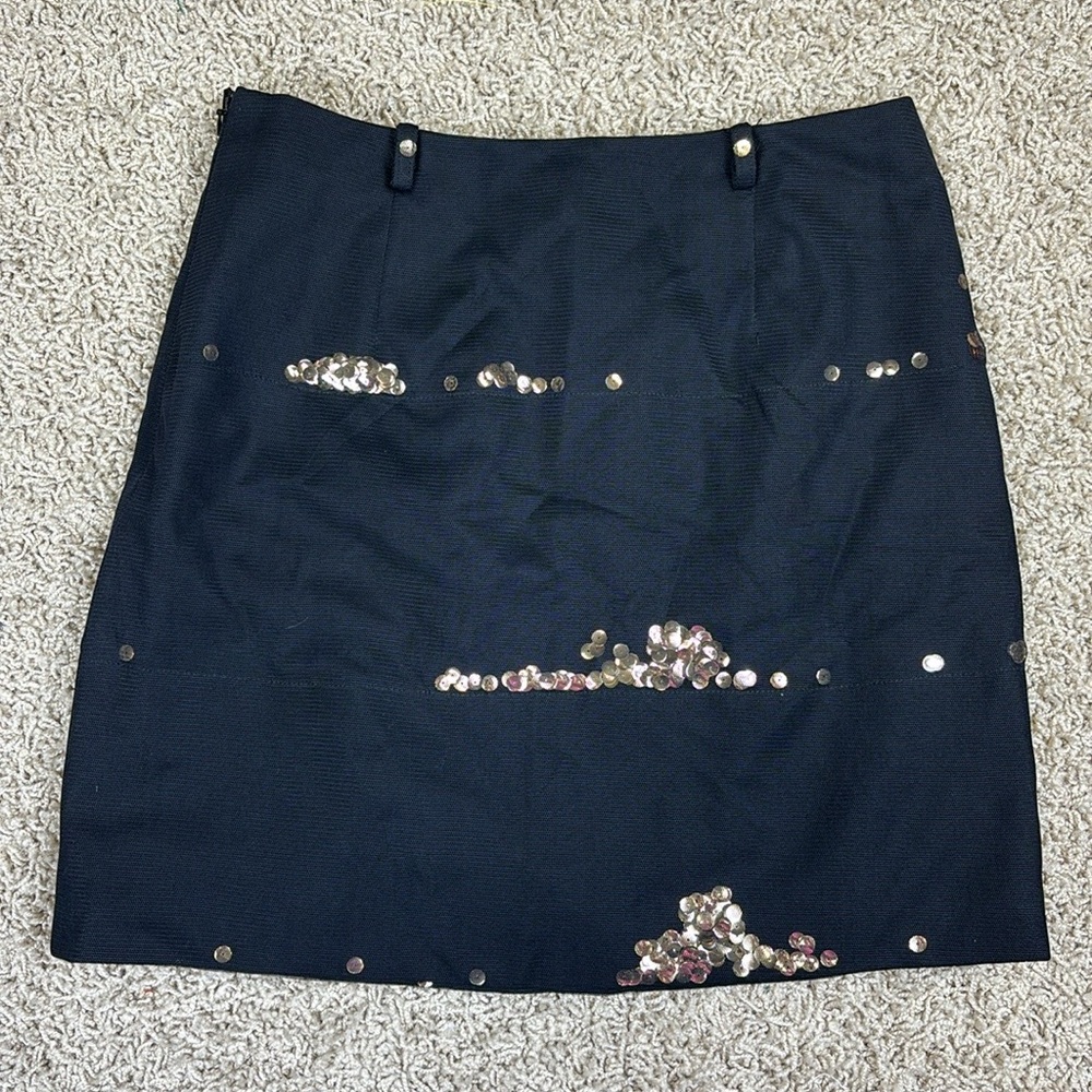Moschino cheap & chic black and gold sequin mini skirt sz 8 - Picture 6 of 7